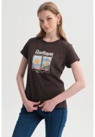 Polera Mujer Gráfica Roll Up Gris Marengo