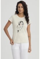 Polera Mujer Print Mujeres Con Aplicación Beige