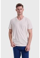 Polera Hombre Cuello V Básica Beige