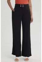 Pantalón Mujer Palazzo Pretina Ancha Negro