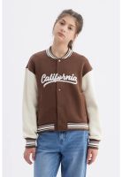 Chaqueta Niña Bomber Café