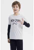 Polera Niño Básica Print Gris Melange Claro - ll