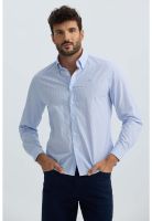 Camisa Hombre Rayas Celeste