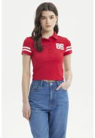 Polera Mujer Madia Pata Botón Rojo