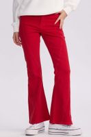 Jeans Mujer Flare Color Line Rojo Oscuro