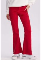 Jeans Mujer Flare Color Line Rojo Oscuro