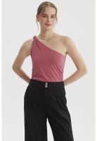 Polera Mujer Asimétrico Nudo Con Hombro Malva