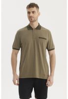 Polera Hombre Cuello Polo Jacquard Verde Oliva