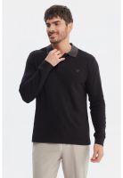 Polera Hombre Cuello Contraste Negro