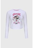 Polera Niña Recogido Fijo Blanco