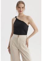 Polera Mujer Asimétrico Nudo Con Hombro Negro