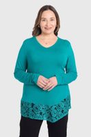 Polera Mujer Con Detalle Macramé Verde