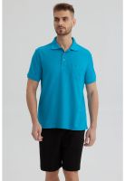 Polera Hombre Piqué Básica Lisa Turquesa - lll