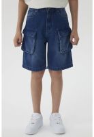 Bermuda Niño Denim Cargo Azul