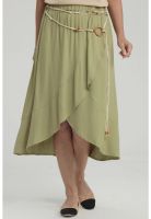Falda Mujer Detalle Cinturón Verde Claro