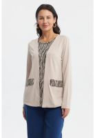 Sweater Mujer Casual Cuello Redondo Beige