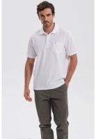 Polera Hombre Piqué Básica Lisa Blanco - V