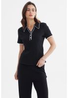 Polera Mujer Medio Cierre Negro