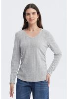 Polera Mujer Slim Gris Melange