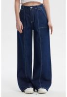 Jeans Mujer Wide Leg Azul Oscuro