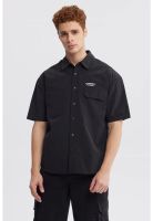 Camisa Hombre Oversize Doble Bolsillo Negro