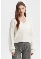 Sweater Mujer Cuello V Lisos Crudo