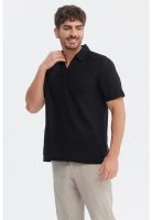 Polera Hombre Slim Cuello Polo Negro