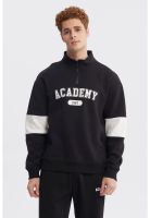 Polerón Hombre Oversize Half Zipper Negro