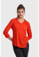 Polera Mujer Con Botones En Diagonal Naranjo