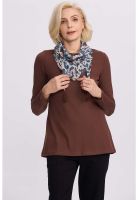 Sweater Mujer Con Pañuelo Café