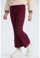 Calza Niña Pretina Doble Burdeo