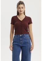 Polera Mujer Aplicación Vuelos Abotonado Café