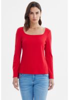 Polera Mujer Escote Bardot Rib Rojo