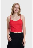 Polera Peto Mujer Pabilo Crop Rojo