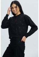 Polerón Mujer Strass Negro