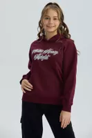 Polerón Niña Print Burdeo