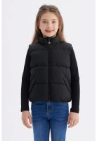 Parka Niña Cuello Con Cierre Negro - ll