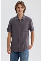 Camisa Hombre Lyocell Gris Oscuro