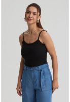 Peto Mujer Encaje Crop Negro