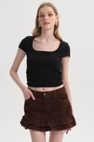 Polera Mujer Recogido Cropped Negro