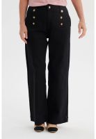 Jeans Mujer Flare Botones Delantero Negro