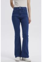 Jeans Mujer Moda Flare Azul Oscuro
