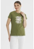 Polera Mujer Print Posiiconal Verde Olivo