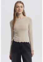 Polera Mujer Juvenil Cuello Bote Recogido Beige