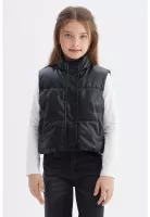 Parka Niña Efecto Cuero Negro - ll