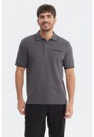 Polera Hombre Pique Con Bolsillo Botón Marengo