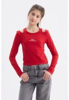 Polera Niña Aberturas Rojo