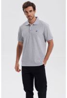 Polera Hombre Piqué Básica Lisa Gris Melange