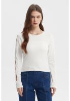 Polera Mujer Mangas Largas Calada Crudo