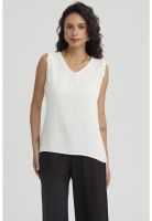Blusa Mujer Con Vuelos Crema